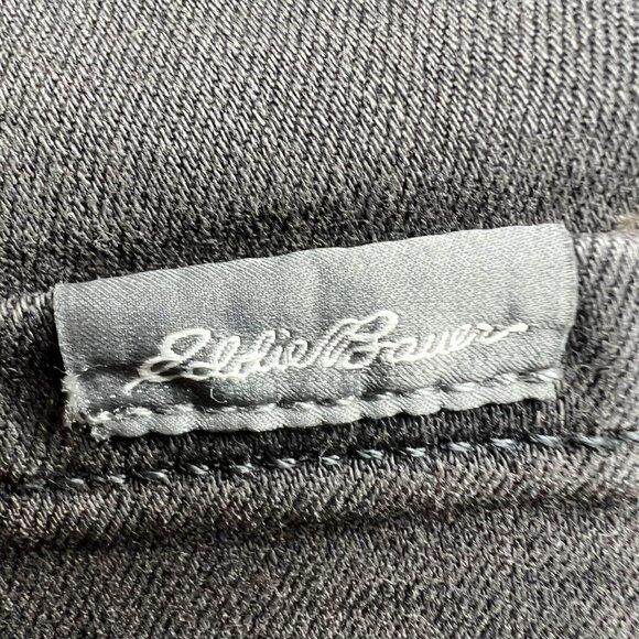 Eddie Bauer Jeans Women Size 14 Black Washed Slightly Curvy Slim Straight Denim - Picture 14 of 16